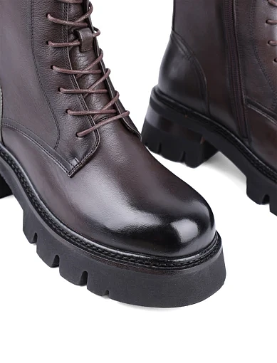 Жіночі черевики MIRATON шкіряні коричневі з підкладкою з байки (NH513-107L-C59R FW24-25) - фото 5 - Miraton