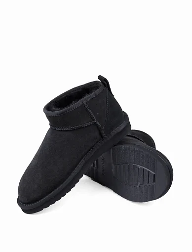 Жіночі уггі Attiizzare велюрові чорні з підкладкою з натурального хутра (213T038R) - фото 2 - Miraton