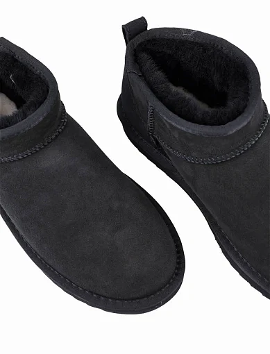 Жіночі уггі Attiizzare велюрові чорні з підкладкою з натурального хутра (213T038R) - фото 5 - Miraton