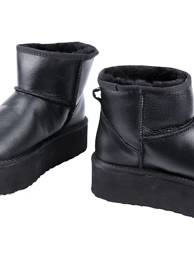 Жіночі уггі Attiizzare шкіряні чорні з підкладкою з натурального хутра (5854-4) - фото 2 - Miraton