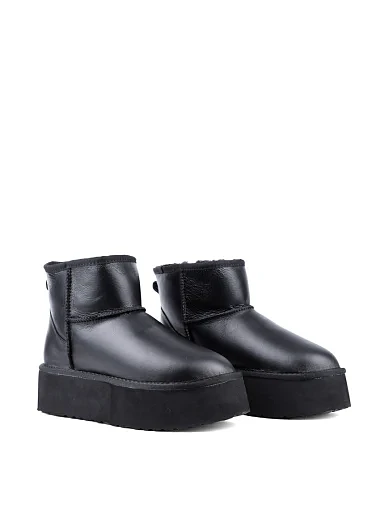 Жіночі уггі Attiizzare шкіряні чорні з підкладкою з натурального хутра (5854-4) - фото 3 - Miraton