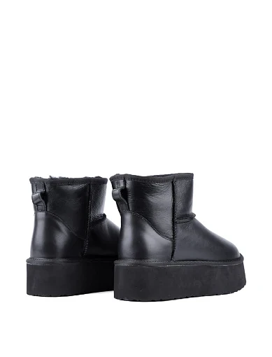 Жіночі уггі Attiizzare шкіряні чорні з підкладкою з натурального хутра (5854-4) - фото 4 - Miraton