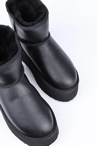 Жіночі уггі Attiizzare шкіряні чорні з підкладкою з натурального хутра (5854-4) - фото 5 - Miraton