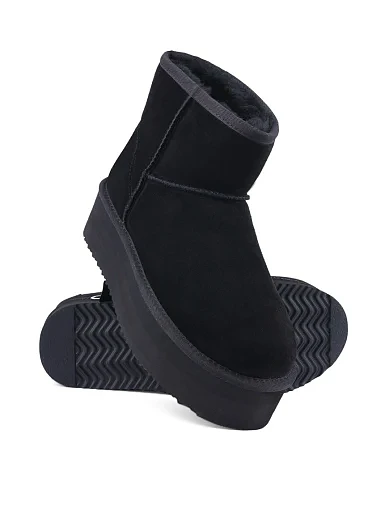 Жіночі уггі Attizzare велюрові чорні з підкладкою з натурального хутра (ATTU-19 ОЗ-24-25) - фото 2 - Miraton