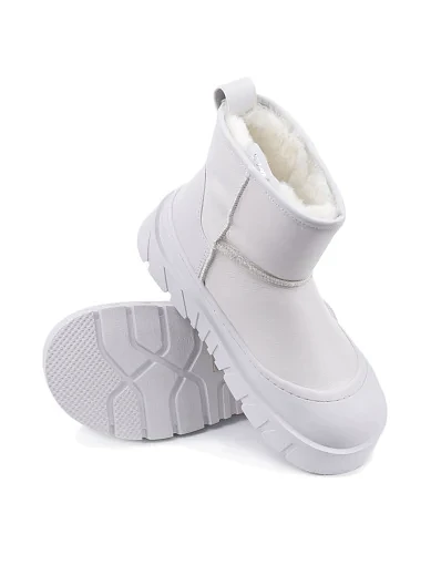 Жіночі уггі MIRATON шкіряні білі з підкладкою з натурального хутра (XH808-2) - фото 2 - Miraton