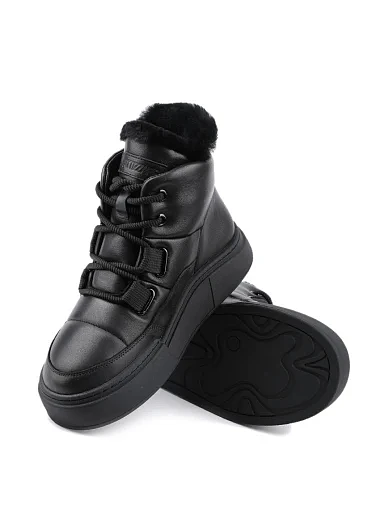 Жіночі черевики Attizzare шкіряні чорні з підкладкою з натурального хутра (601-13) - фото 4 - Miraton