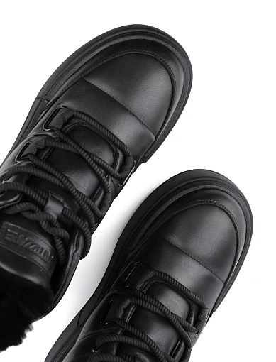 Жіночі черевики Attizzare шкіряні чорні з підкладкою з натурального хутра (601-13) - фото 5 - Miraton