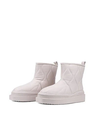 Женские ботинки Attizzare кожаные рисового цвета с подкладкой из натурального меха - фото 3 - Miraton