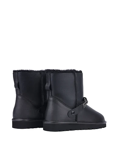 Женские угги Attizzare кожаные черные с подкладкой из натурального меха - фото 4 - Miraton