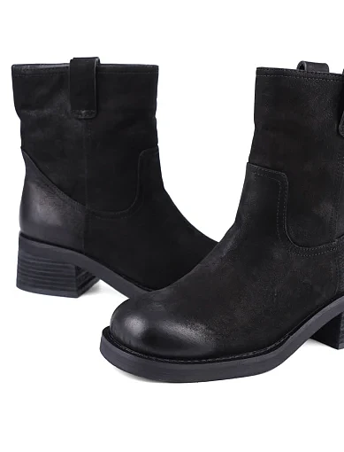 Жіночі черевики MIRATON з нубуку чорні з підкладкою з байки (S983D-970) - фото 2 - Miraton