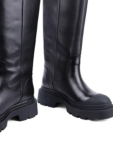 Жіночі чоботи MIRATON шкіряні чорні з підкладкою зі штучного хутра (TG238023D-9161) - фото 2 - Miraton