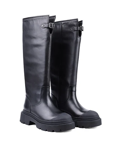 Жіночі чоботи MIRATON шкіряні чорні з підкладкою зі штучного хутра (TG238023D-9161) - фото 3 - Miraton