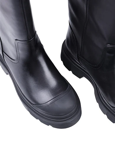 Жіночі чоботи MIRATON шкіряні чорні з підкладкою зі штучного хутра (TG238023D-9161) - фото 5 - Miraton
