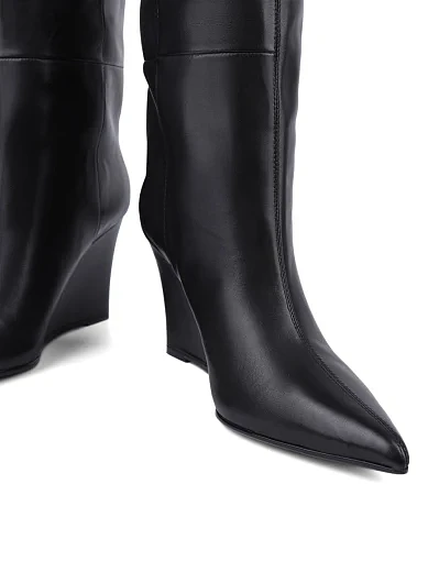 Жіночі чоботи MIRATON шкіряні чорні з підкладкою з байки (W596D-9161) - фото 2 - Miraton