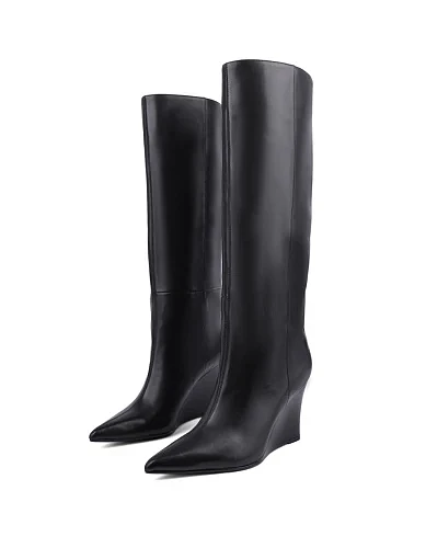 Жіночі чоботи MIRATON шкіряні чорні з підкладкою з байки (W596D-9161) - фото 3 - Miraton