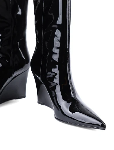 Жіночі черевики MIRATON лакові чорні з підкладкою з байки (W596D-973) - фото 2 - Miraton