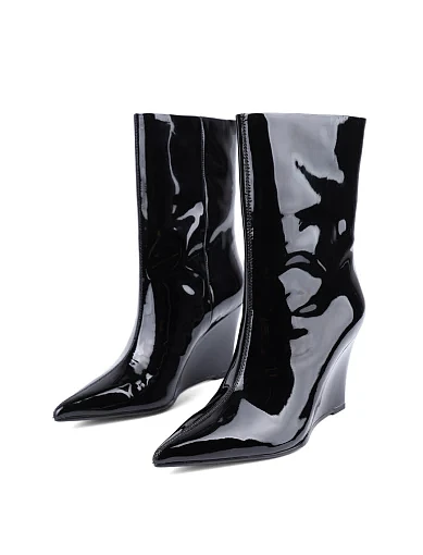 Жіночі черевики MIRATON лакові чорні з підкладкою з байки (W596D-973) - фото 3 - Miraton