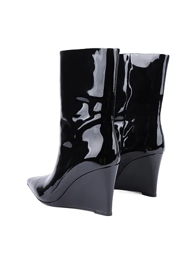 Жіночі черевики MIRATON лакові чорні з підкладкою з байки (W596D-973) - фото 4 - Miraton