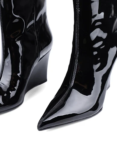 Жіночі черевики MIRATON лакові чорні з підкладкою з байки (W596D-973) - фото 5 - Miraton