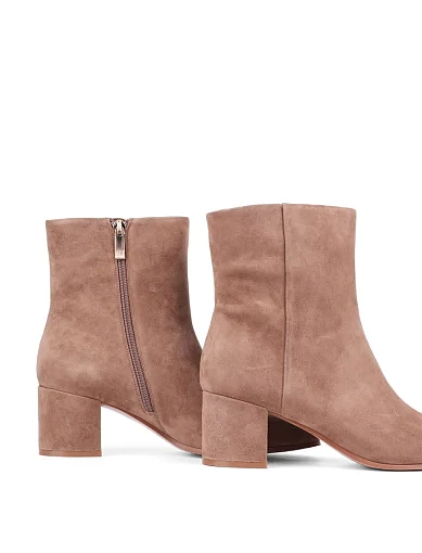 Жіночі черевики Attizzare велюрові бежеві на стійкому каблуці (HS9862T-1-3) - фото 2 - Miraton