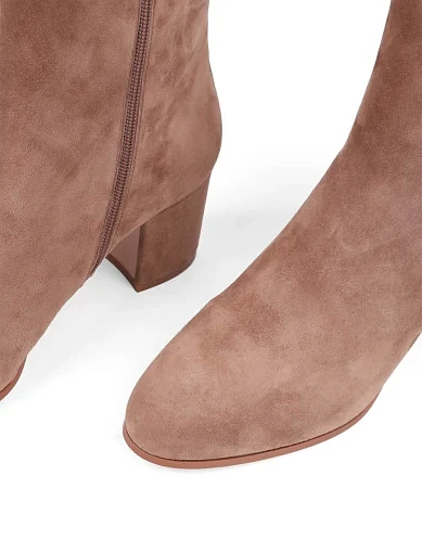 Жіночі черевики Attizzare велюрові бежеві на стійкому каблуці (HS9862T-1-3) - фото 5 - Miraton