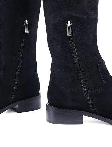 Жіночі ботфорти Attizzare велюрові чорні з підкладкою з байки (368T-2220-C49-P20) - фото 2 - Miraton
