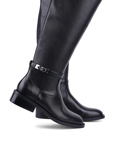 Жіночі ботфорти Attizzare шкіряні чорні з підкладкою з байки (368T-2221-N04-P33) - фото 2 - Miraton