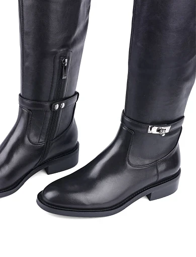 Жіночі ботфорти Attizzare шкіряні чорні з підкладкою з байки (368T-2221-N04-P33) - фото 5 - Miraton