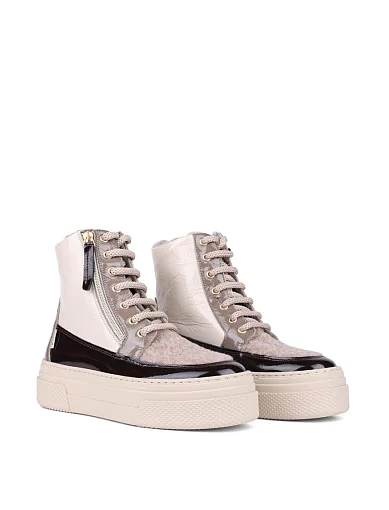 Жіночі черевики Elena лакові молочного кольору (20339) - фото 3 - Miraton