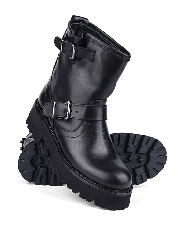 Женские ботинки MIRATON кожаные черные - фото 3 - Miraton