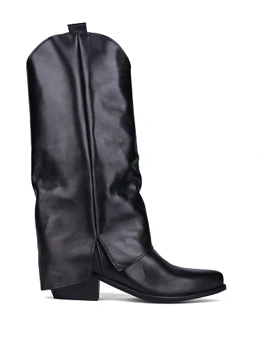 Жіночі чоботи козаки MIRATON шкіряні чорні (25037) - фото 2 - Miraton