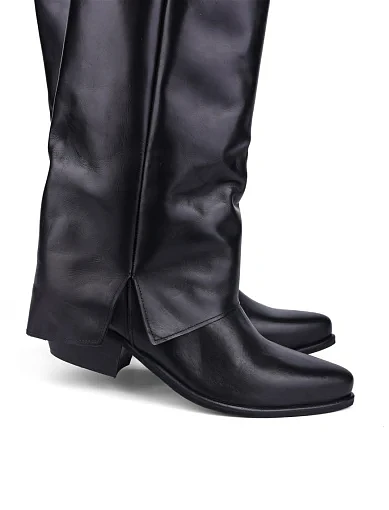 Жіночі чоботи козаки MIRATON шкіряні чорні (25037) - фото 3 - Miraton