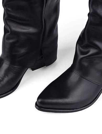 Жіночі чоботи козаки MIRATON шкіряні чорні (25037) - фото 6 - Miraton