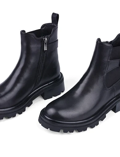 Жіночі черевики Attizzare шкіряні чорні з підкладкою з натурального хутра (8207-631-1) - фото 5 - Miraton