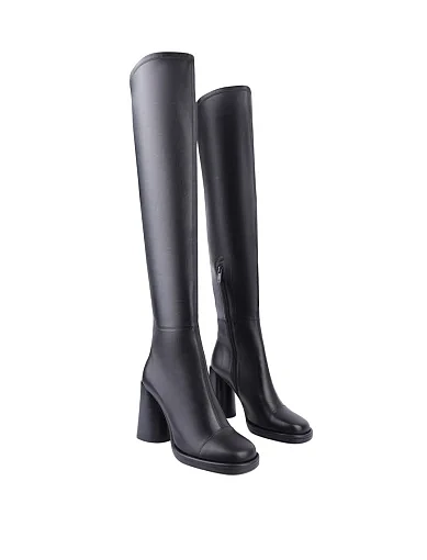 Жіночі ботфорти MIRATON шкіряні чорні з підкладкою з байки (8715-2310-1) - фото 3 - Miraton