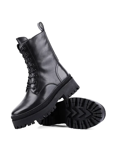 Жіночі черевики Attizzare шкіряні чорні з підкладкою з натурального хутра (2362-725-1 ОЗ-24-25) - фото 2 - Miraton