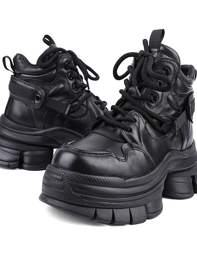 Жіночі черевики MIRATON шкіряні чорні з підкладкою з байки (MX6333-1X-1) - фото 2 - Miraton