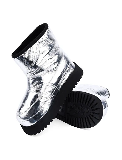 Жіночі черевики MIRATON шкіряні срібного кольору з підкладкою з натурального хутра (X22471-01-5) - фото 2 - Miraton