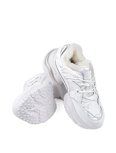 Жіночі кросівки Attizzare шкіряні білі з підкладкою зі штучного хутра (97-27-1-M) - фото 2 - Miraton