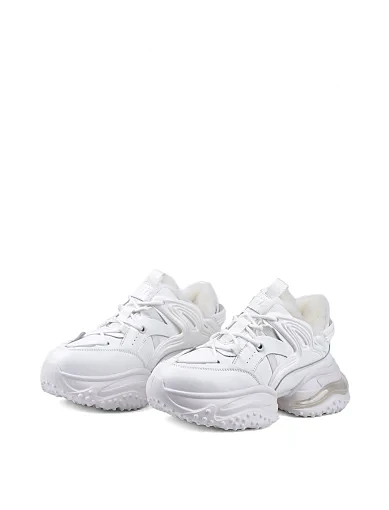 Жіночі кросівки Attizzare шкіряні білі з підкладкою зі штучного хутра (97-27-1-M) - фото 3 - Miraton