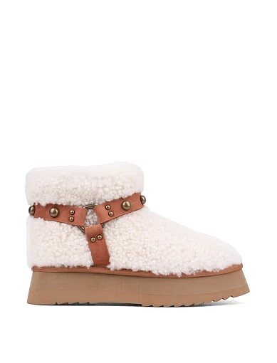 Жіночі уггі MIRATON шкіряні білі з підкладкою з натурального хутра (1155011) - фото 2 - Miraton