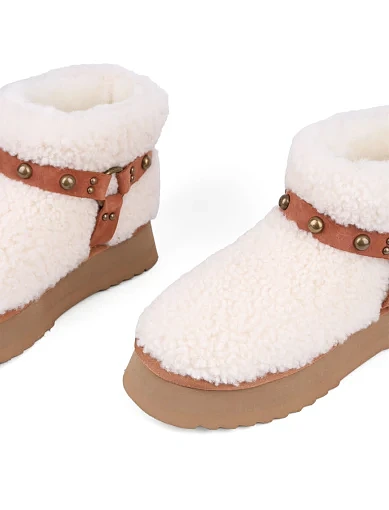 Жіночі уггі MIRATON шкіряні білі з підкладкою з натурального хутра (1155011) - фото 6 - Miraton