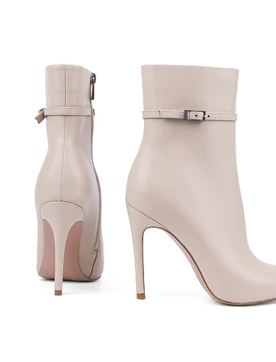 Жіночі черевики MiaMay шкіряні бежеві з підкладкою з байки (L2306A-1) - фото 2 - Miraton