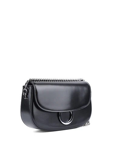 Жіноча сумка кросс-боді MIRATON чорна шкіряна з декоративною застібкою - фото 2 - Miraton