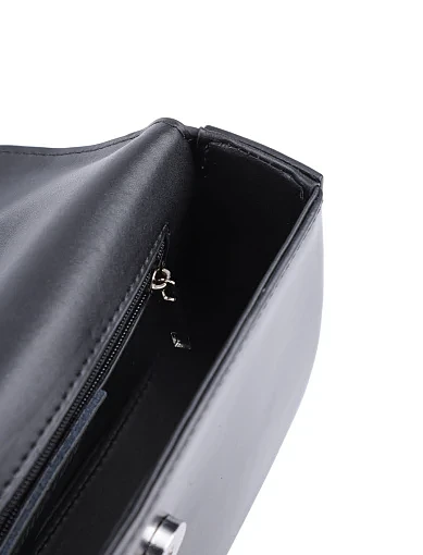 Жіноча сумка кросс-боді MIRATON чорна шкіряна з декоративною застібкою - фото 5 - Miraton