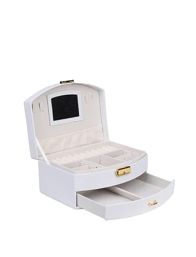 Бокс для прикрас MIRATON з екошкіри молочний - фото 3 - Miraton