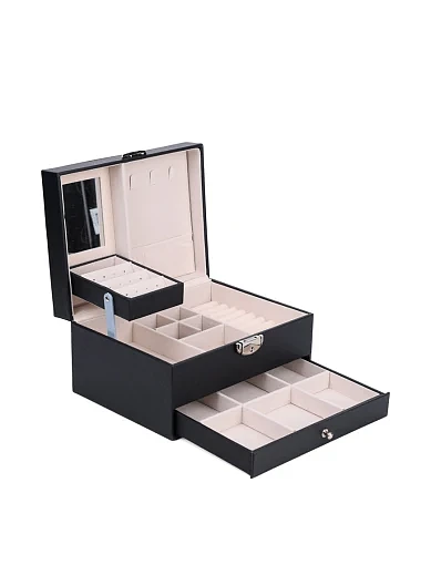 Бокс для прикрас MIRATON з екошкіри чорний - фото 3 - Miraton