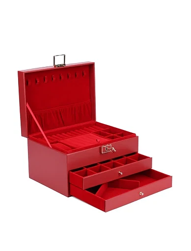 Бокс для прикрас MIRATON з екошкіри червоний - фото 3 - Miraton