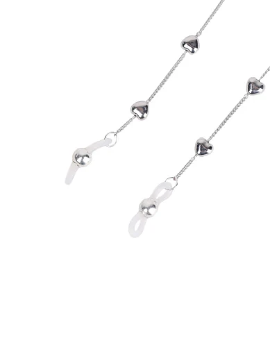 Ланцюжок для окулярів срібний ланцюг із серцями - фото 2 - Miraton