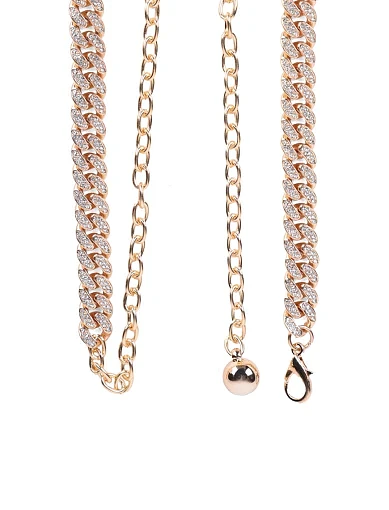 Женский ремень с камнями золотой - фото 2 - Miraton